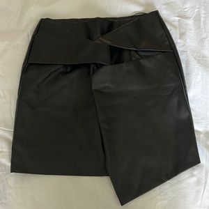 Twisted faux leather mini skirt